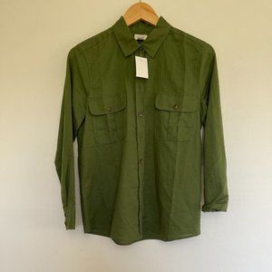 Army Green J.Crew Linen Button Down Shirt - NWT